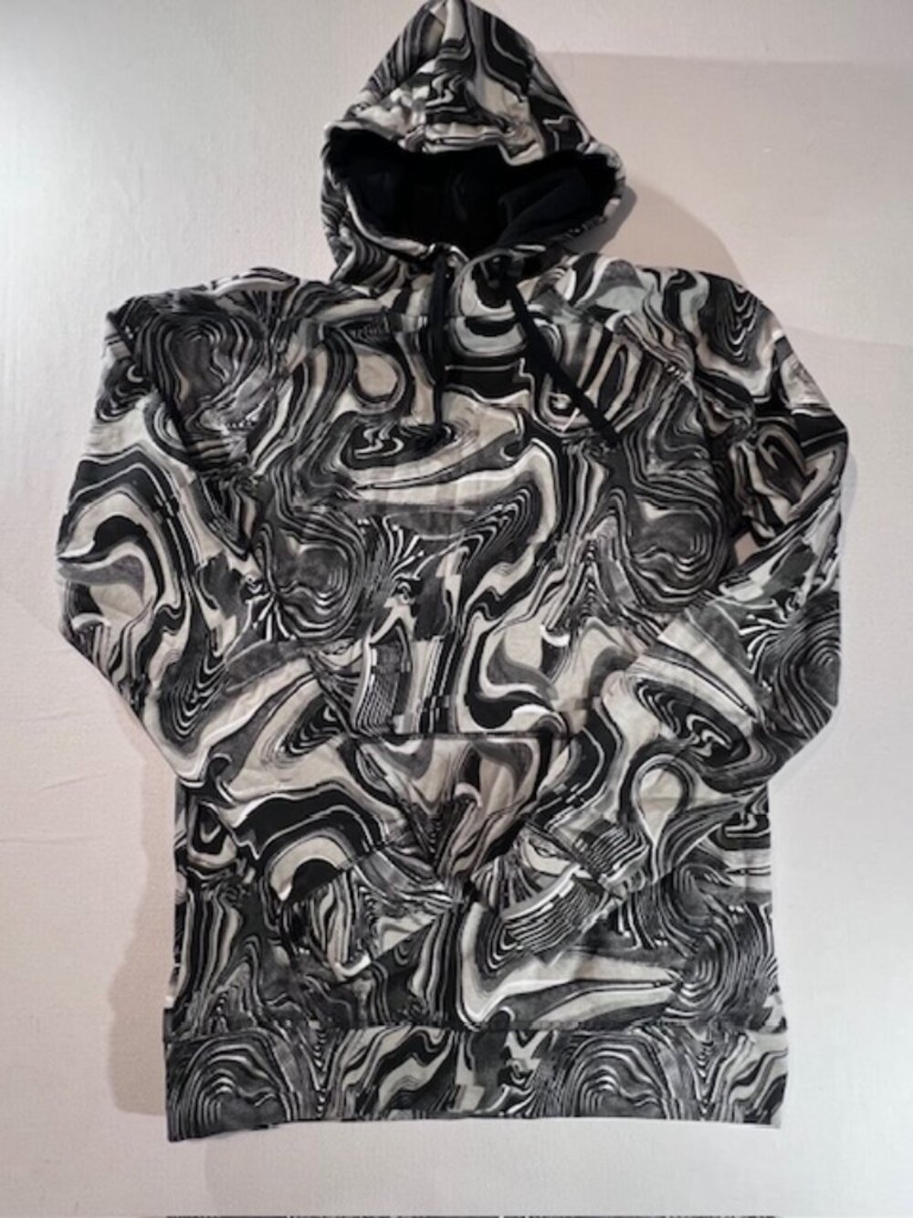 GYMSHARK Men's Black White Marble Dye hoodie and matching shorts set Size Medium - Picture 5 of 15